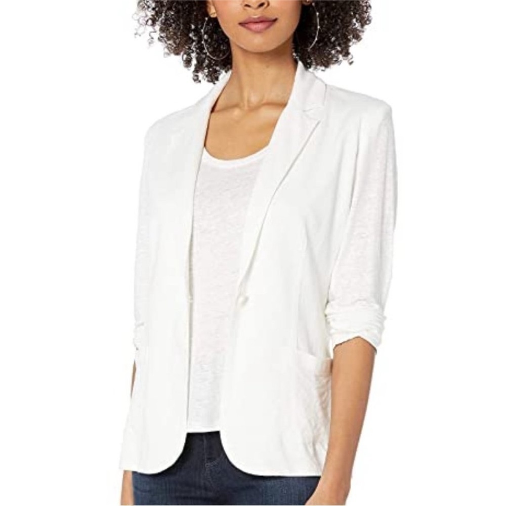 Majestic Filatures Deluxe Teeshirt Soft Blazer Jacket White Size Large